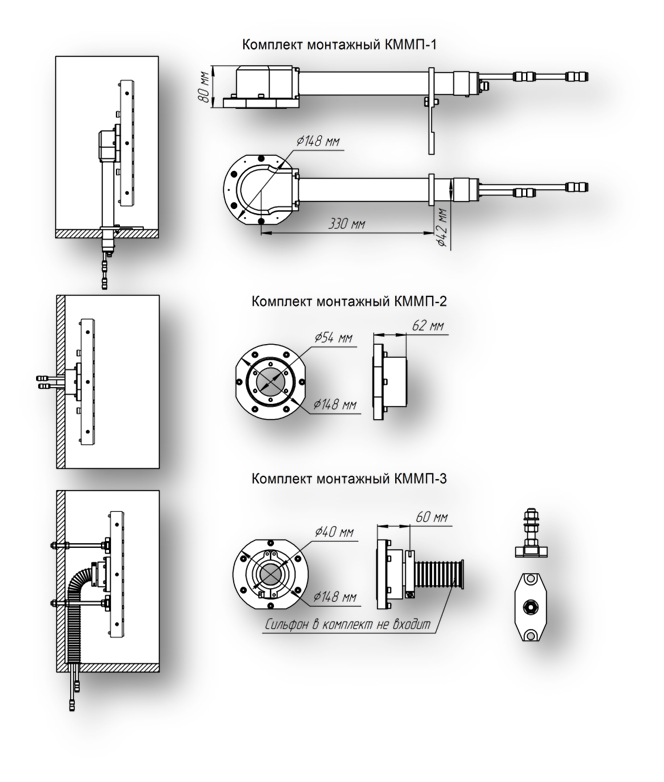 Монтажные комплекты для установки протяженных магнетронов